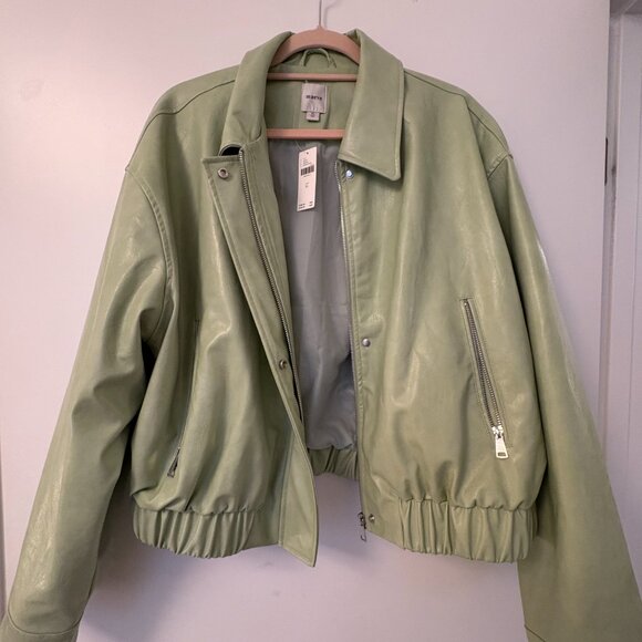 Maeve Faux Leather Bomber Jacket – Moss Green, Size XL – NWT - Picture 4 of 4